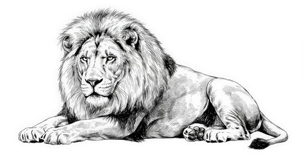 Detailed lion illustration grayscale