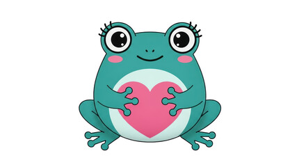 Isolated Cartoon Frog Holding Heart