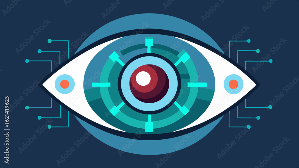 Poster bionic eye a futuristic depiction of a bionic eye with intricate circuitry patterns and glowing elem