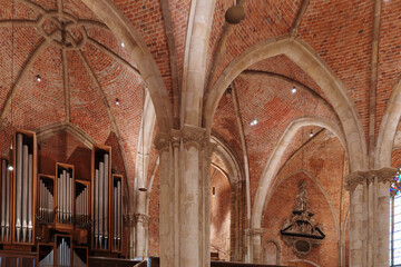 Brick Gothic interior of St. Peter's Cathedral (Bremer Dom) in Bremen, Germany.  