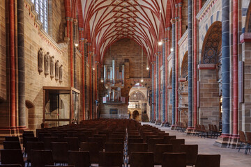  The grand and historic interior of St. Peter's Cathedral (St. Petri Dom) in Bremen, Germany.  
