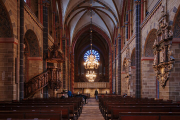 Fototapeta premium The grand and historic interior of St. Peter's Cathedral (St. Petri Dom) in Bremen, Germany. 