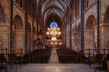  The grand and historic interior of St. Peter's Cathedral (St. Petri Dom) in Bremen, Germany.  