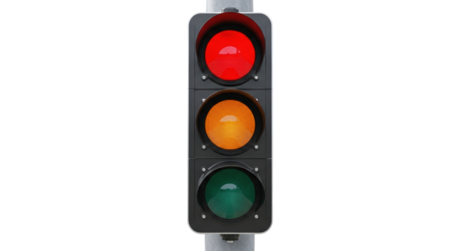 Isolated Traffic Light with Red Signal