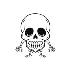 Fototapeta premium Cartoon Skeleton Illustration with Bones and Skull, Halloween or Day of the Dead