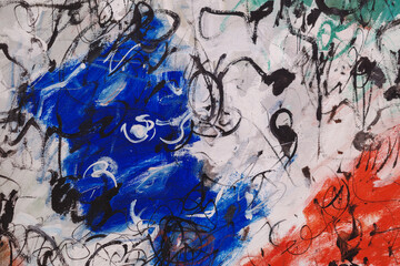 A close-up of a modern abstract expressionist painting, suitable for a texture or background. The...