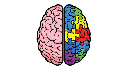 Creative and Logical Brain Concept with Puzzle Pieces