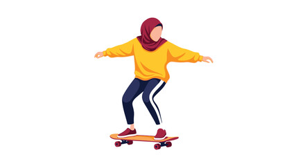 Young Woman Skateboarding in Sportswear