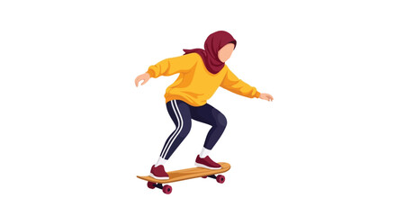Young Woman Skateboarding in Sportswear
