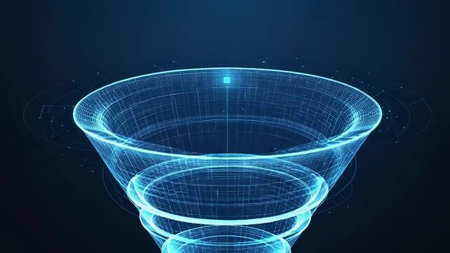 Big data funnel transforming into useful information with digitalization process