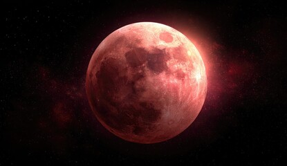 Fototapeta premium Blood Moon Eclipse in Space, Cosmic Background, Celestial Event, Astronomy