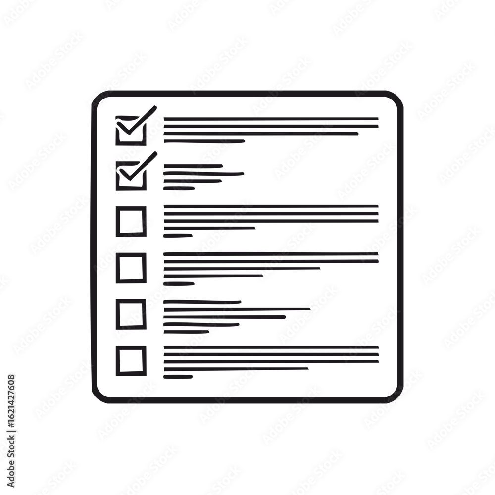 Poster minimalist checklist icon showing completed tasks and items for productivity and planning