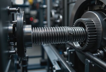 Fototapeta premium Mattress coil assembly machine installing spring systems in action