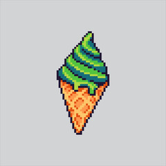 Pixel art illustration Japanese Ice Cream. Pixelated Matcha Ice Cream. Japanese Matcha Ice Cream Food Set Icon pixelated for the pixel art game and icon for website and video game. old school retro.