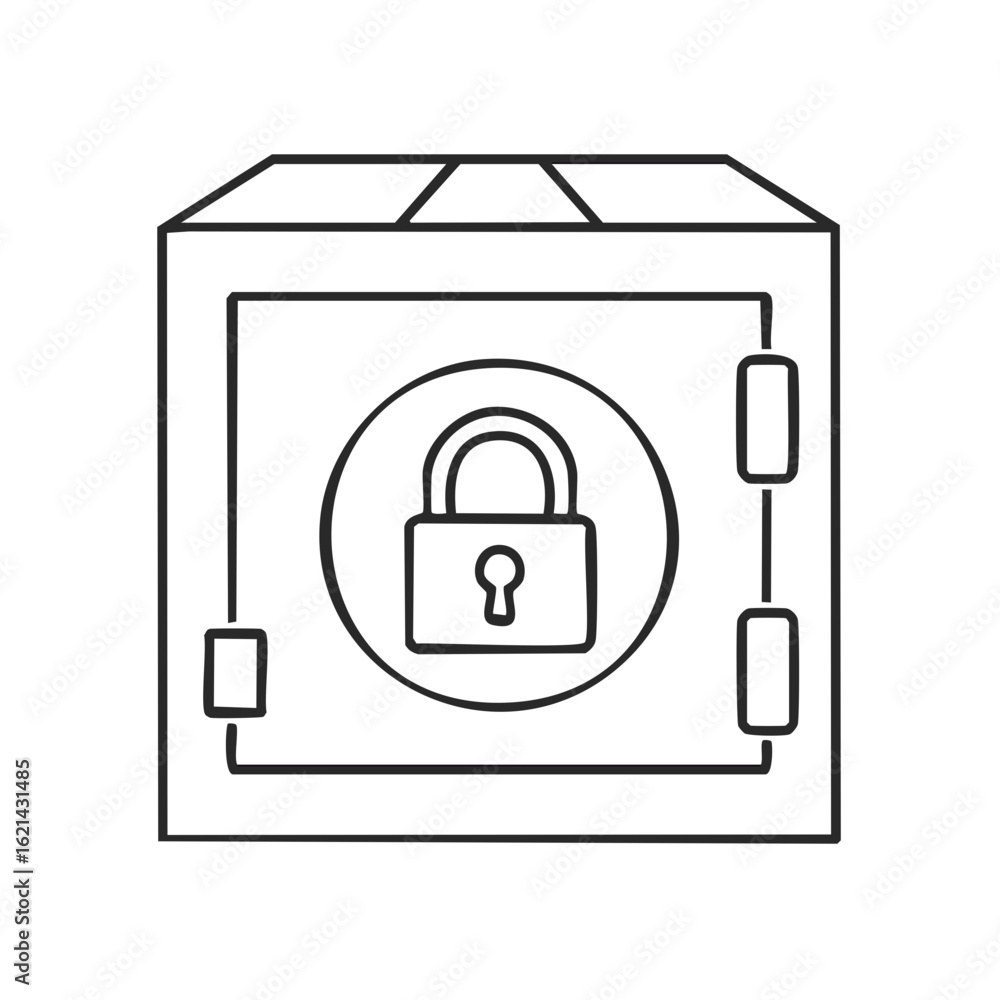 Poster secure strongbox with padlock icon illustrating data protection and safety