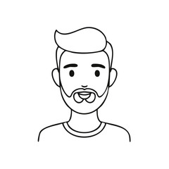 Line art illustration of a male character with a beard and stylish hair