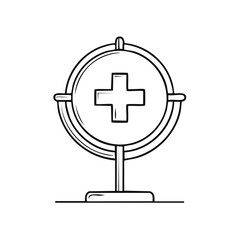 Fototapeta premium Medical Cross Target Black and White Line Art, Icon, Symbol, Healthcare Concept