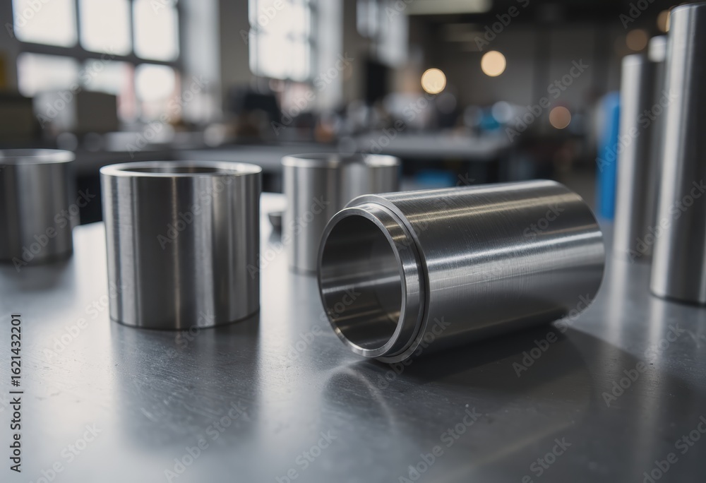 Poster precision lathe machining of cylindrical metal components in a workshop