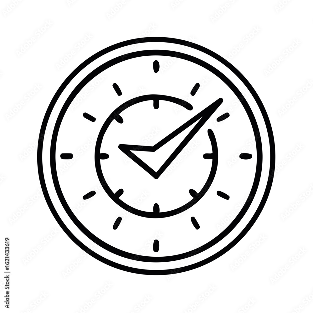 Poster clock and check mark: time management task completion icon design