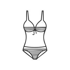 Swimsuit Outline Icon. Summer or Beachwear Design in Striped Pattern, Illustration