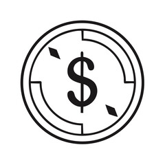 Obraz premium Financial direction concept icon with a dollar symbol inside a navigation compass