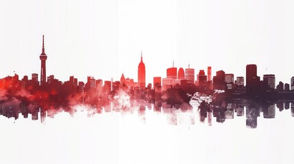 Fototapeta premium Abstract red city silhouette