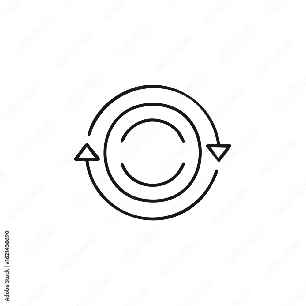 Poster circular process thin line vector icon, cycle, sync, looped arrows, simple style continuous movement