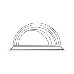 Stylized Outline Rainbow Archway on Podium Simple Black and White Vector