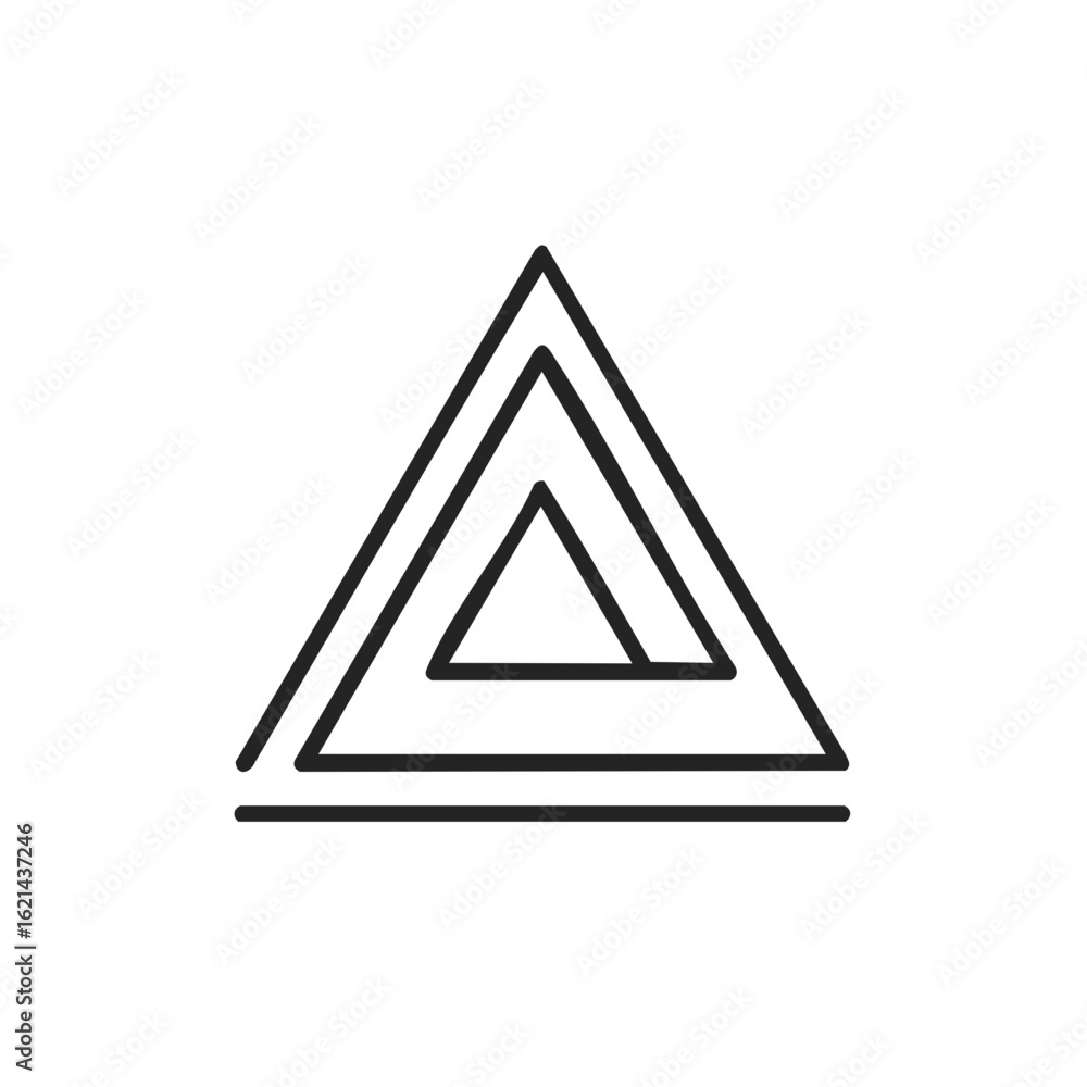 Poster abstract triangle line art icon. minimalist geometric symbol with concentric lines for a modern logo