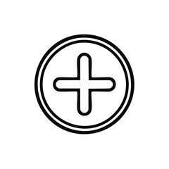 Obraz premium Plus Symbol Inside a Circle Simple Black Icon Addition Sign Cross Shape