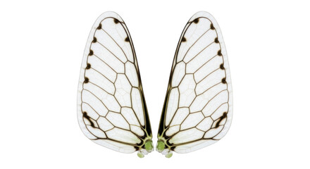 Delicate white butterfly wings with intricate vein patterns isolated on transparent background