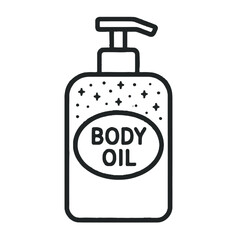 Body Oil Bottle Shape-Based Outline Icon, Monochrome, Transparent Background