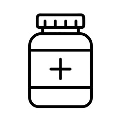 Medicine Jar Shape-Based Outline Icon, Monochrome, Transparent Background