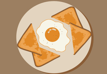 A breakfast plate featuring an egg surrounded by toast triangles
