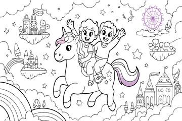 Fototapeta premium coloring page for kids with animals