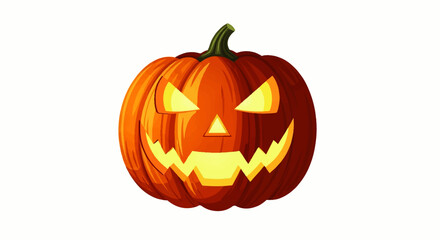 Spooky Carved Pumpkin with Glowing Eyes and Grinning Mouth for Halloween