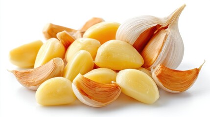 Fresh garlic cloves ready to spice up your dish with their bold flavor and aromatic qualities.