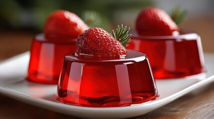 Savor the taste of sweet strawberry jelly paired with a festive gift box, perfect for holiday cheer on a rustic wooden table.
