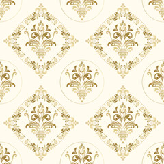 Seamless damask pattern background for wallpaper, textiles and interior decoration. Elegant home decoration.