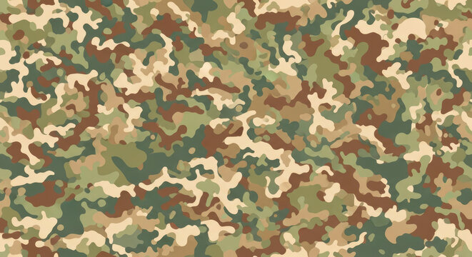 seamless camouflage pattern texture: abstract green, brown, and beige design isolated on transparent background