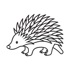 Cute Simple Animal Line Art Illustration of a Hedgehog Prickly Mammal Cartoon Vector