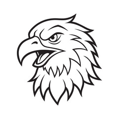 Majestic Eagle Head Profile Line Art Vector Drawing Artistic Illustration
