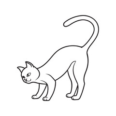 Elegant Feline Line Art Vector Depicting a Playful Cat in Motion Ready to Pounce