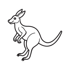 Simple Outline Drawing of a Kangaroo Standing Upright with its Tail Extended