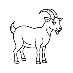 A Charming Hand Drawn Vector Line Art Illustration of a Friendly Goat Standing Proudly in a Field of Grass