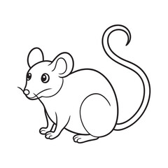 Simple Mouse Line Art Vector Illustration for Coloring Fun and Educational Purposes