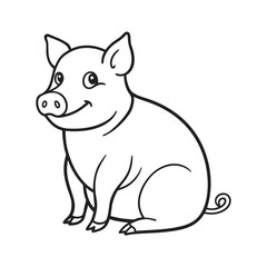 A Charming and Simple Piggy Illustration in Outline Style Ideal for Coloring Activities and Various Design Projects