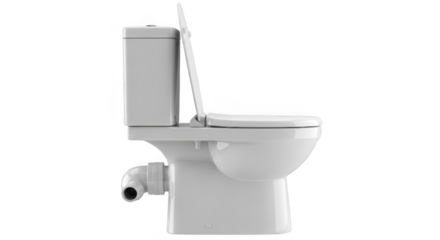 Modern white toilet with the lid up isolated on transparent background