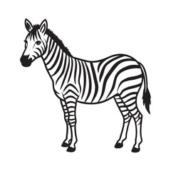 Stylized Zebra Silhouette Vector Art Drawing of an African Equine with Distinctive Stripes