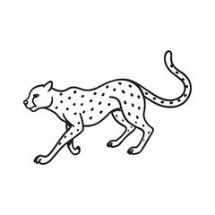 Elegant Cheetah Silhouette Drawing Simple Vector Line Art Illustration for Prints and Designs